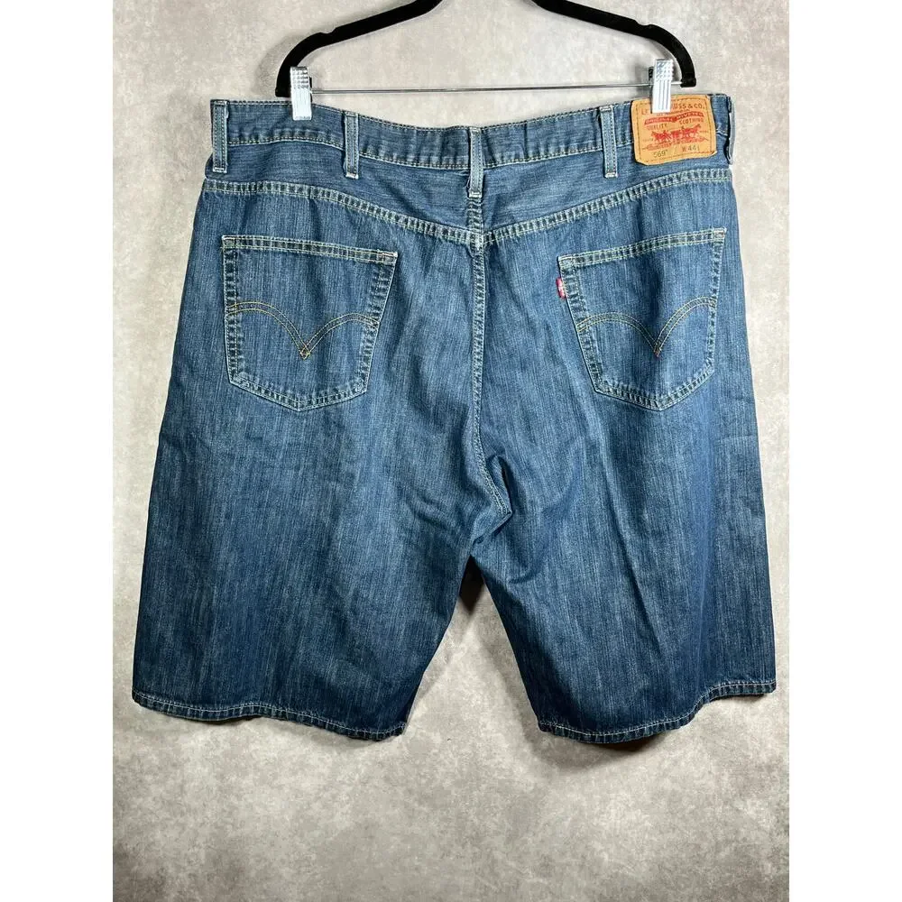 Levi's 569 Denim Shorts Mens Size 44 Blue Dark Wash Loose Fit Straight Work‎